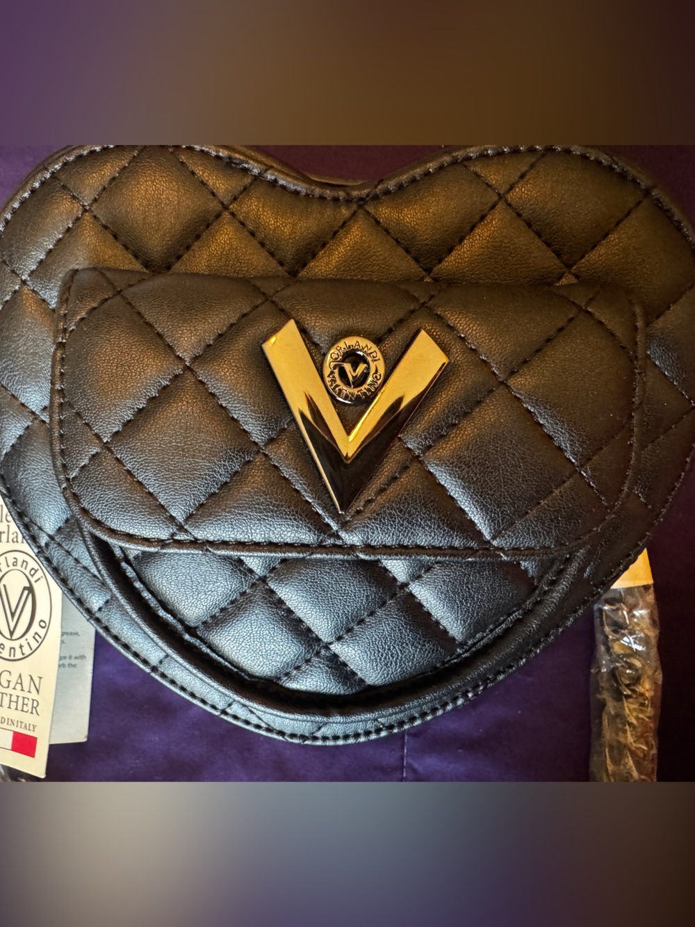 Valentino Orlandi Black Quilted Heart Crossbody NWT - Picture 2 of 16